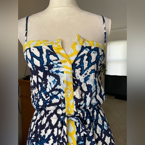 Rachel Rachel Roy Blue & Yellow Abstract Print Button Up Dress Size Small - Picture 3 of 11